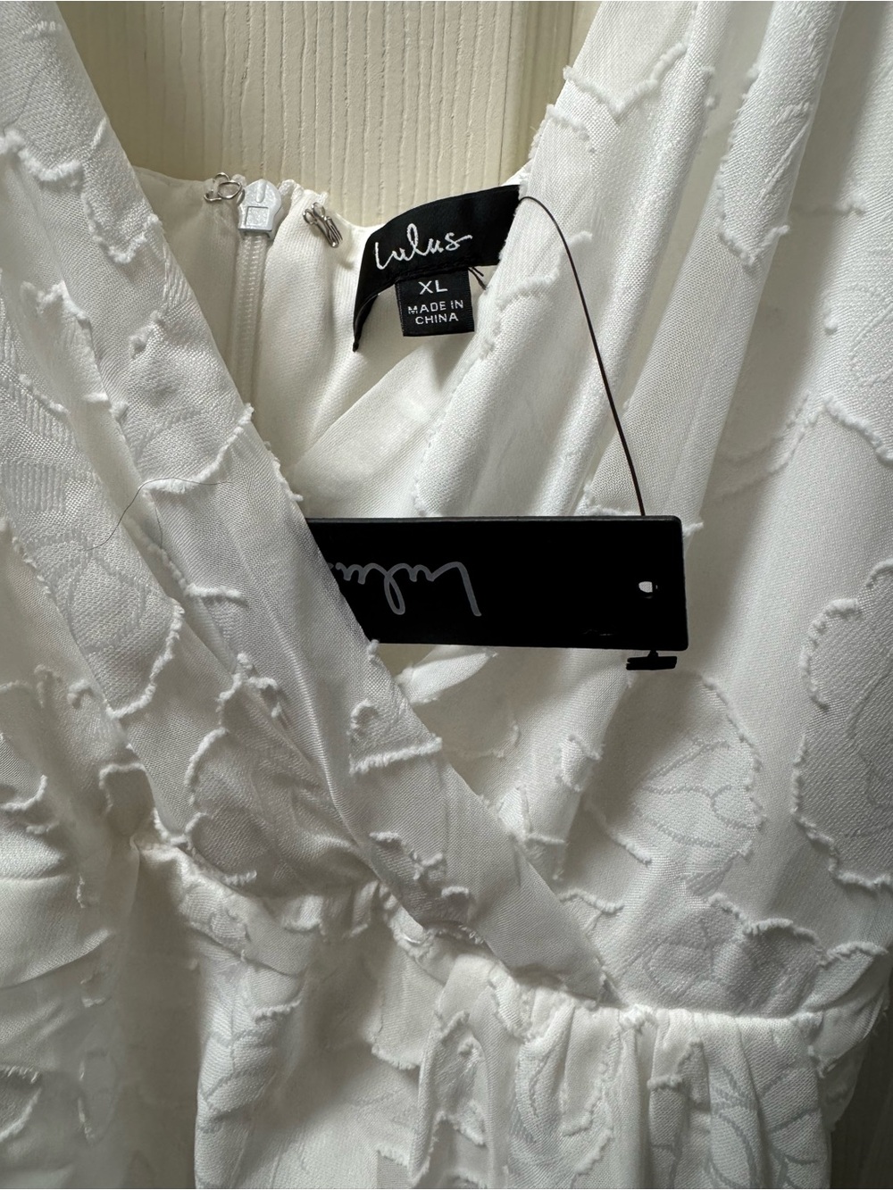 Lulu's White Textured Ruched Mini Dress - Picture 3 of 3